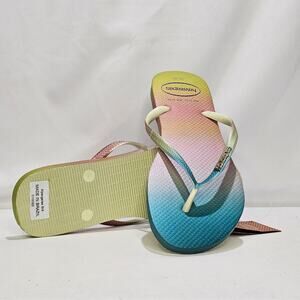 Havaianas Women's Slim Gradient Flip Flop Sandal, Lime Green Size 10.5 NWT